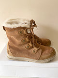 SOREL JOAN TAN SUEDE WATERPROOF LACE UP EXPLORER BOOTS SIZE 6/39