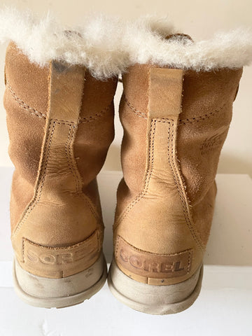 SOREL JOAN TAN SUEDE WATERPROOF LACE UP EXPLORER BOOTS SIZE 6/39