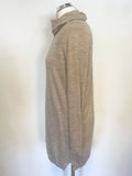 MARKS & SPENCER COLLECTION MERINO WOOL BEIGE (MOLE) ROLL NECK LONG SLEEVED JUMPER SIZE 12