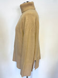 REISS EDINA CAMEL RELAXED FIT FUNNEL NECK LONG SLEEVED JUMPER SIZE XS