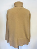 REISS EDINA CAMEL RELAXED FIT FUNNEL NECK LONG SLEEVED JUMPER SIZE XS