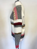 MAJE IVORY & MULTI COLOURED STRIPE PATTERN LONG SLEEVE JUMPER SIZE 1 UK S