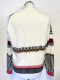 MAJE IVORY & MULTI COLOURED STRIPE PATTERN LONG SLEEVE JUMPER SIZE 1 UK S