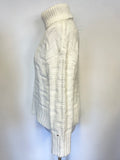 TOMMY HILFIGER IVORY CHUNKY KNIT POLO NECK LONG SLEEVED JUMPER SIZE XS