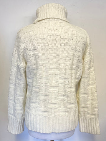 TOMMY HILFIGER IVORY CHUNKY KNIT POLO NECK LONG SLEEVED JUMPER SIZE XS