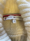 TOMMY HILFIGER IVORY CHUNKY KNIT POLO NECK LONG SLEEVED JUMPER SIZE XS