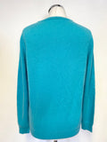 BODEN 100% CASHMERE TURQUOISE LONG SLEEVED CARDIGAN SIZE 14