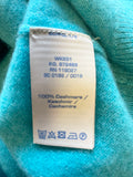 BODEN 100% CASHMERE TURQUOISE LONG SLEEVED CARDIGAN SIZE 14