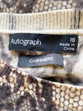 MARKS & SPENCER AUTOGRAPH 100% CASHMERE BROWN MIX ROUND NECK JUMPER SIZE 10