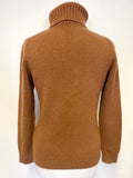 BODEN 100% CASHMERE BROWN POLO NECK JUMPER SIZE 12