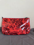 NEW MULBERRY ORANGE ANIMAL PRINT PATENT LEATHER SMALL CLUTCH BAG WITH CHAIN STRAP