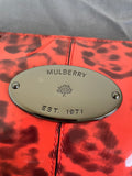 NEW MULBERRY ORANGE ANIMAL PRINT PATENT LEATHER SMALL CLUTCH BAG WITH CHAIN STRAP