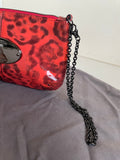 NEW MULBERRY ORANGE ANIMAL PRINT PATENT LEATHER SMALL CLUTCH BAG WITH CHAIN STRAP