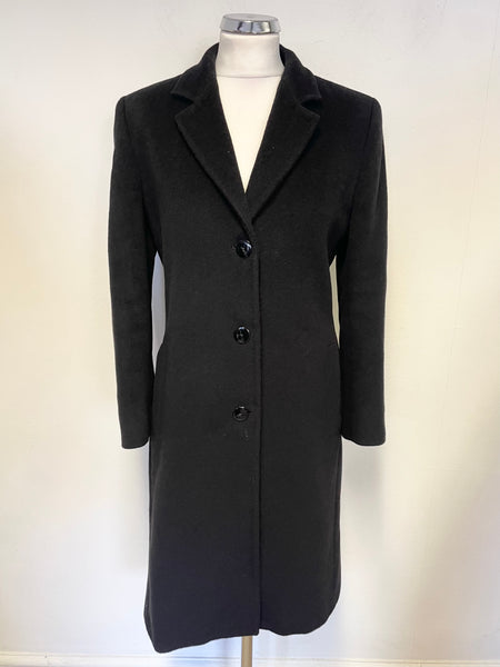 MAX MARA 100% VIRGIN WOOL BLACK SINGLE BREASTED PEA COAT SIZE 10