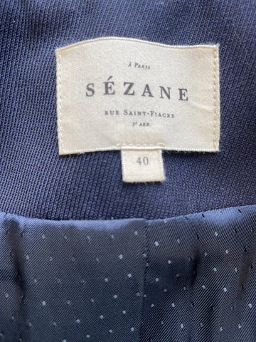 SEZANE NAVY BLUE DOUBLE BREASTED BLAZER SIZE 40 UK 12