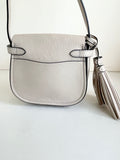 BRAND NEW RALPH LAUREN POLO CREAM LEATHER CROSS BODY BAG WITH TASSEL TRIMS