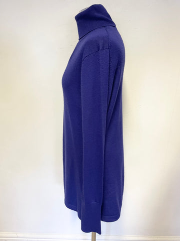 FRENCH CONNECTION BLUE KEYHOLE POLO NECK LONG SLEEVED JUMPER SIZE XL