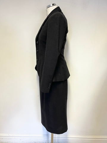 JIGSAW DARK GREY WOOL PENCIL DRESS & FITTED JACKET SUIT SIZE 8/10