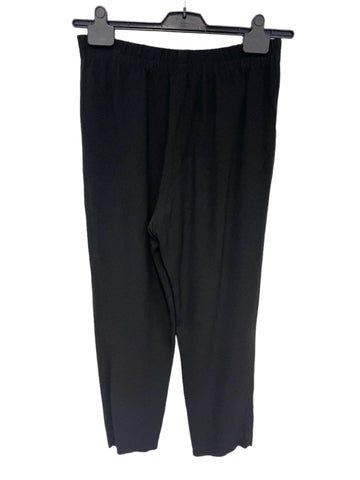 SEZANE BLACK CROPPED ELASTICATED WAIST TROUSERS SIZE 38 UK 10