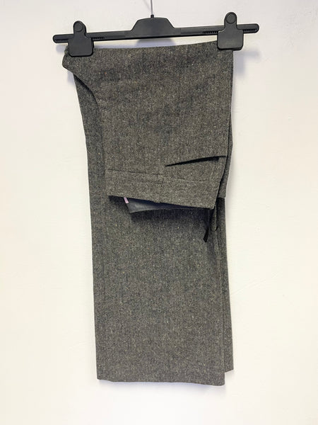 MONSOON GREY TWEED WOOL MIX WIDE LEG TROUSERS SIZE 14