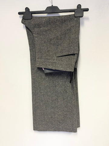 MONSOON GREY TWEED WOOL MIX WIDE LEG TROUSERS SIZE 14