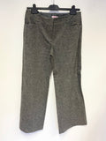 MONSOON GREY TWEED WOOL MIX WIDE LEG TROUSERS SIZE 14