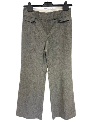 BANANA REPUBLIC GREY TWEED WOOL MIX WIDE LEG FULLY LINED TROUSERS SIZE 6 UK 10