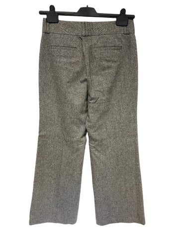 BANANA REPUBLIC GREY TWEED WOOL MIX WIDE LEG FULLY LINED TROUSERS SIZE 6 UK 10