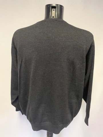 VINTAGE BURBERRYS CHARCOAL MERINO WOOL MIX LONG SLEEVED JUMPER  SIZE L