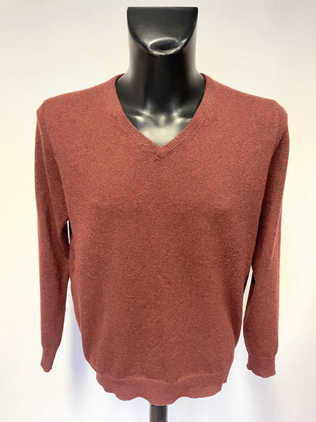 MARKS & SPENCER AUTOGRAPH 100% CASHMERE RUSSET LONG SLEEVED JUMPER  SIZE M