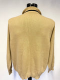 DUNHILL LINKS 100% CASHMERE CAMEL ZIP NECK LONG SLEEVED JUMPER SIZE XL