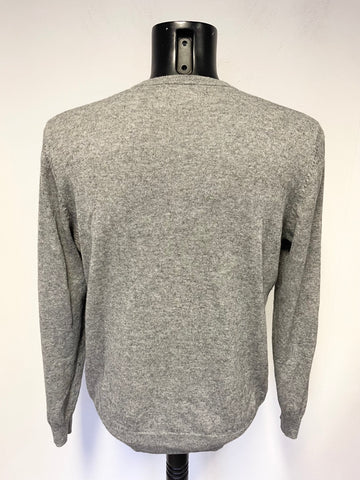 MARKS & SPENCER COLLEZIONE 100% CASHMERE GREY V NECK LONG SLEEVED JUMPER  SIZE L