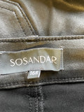 SOSANDAR BLACK WAX COATED BOOT CUT TROUSERS/ JEANS  SIZE 16R