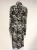 DIANE VON FÜRSTENBERG BROWN LEOPARD PRINT 100% SILK LONG SLEEVE SHIRT DRESS SIZE 12