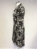 DIANE VON FÜRSTENBERG BROWN LEOPARD PRINT 100% SILK LONG SLEEVE SHIRT DRESS SIZE 12