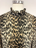 GANNI BLACK & BROWN LEOPARD PRINT LONG SLEEVED MAXI DRESS SIZE 34 UK 8