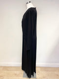 MINT VELVET BLACK JERSEY ZIP FRONT LONG SLEEVED MAXI DRESS SIZE XL