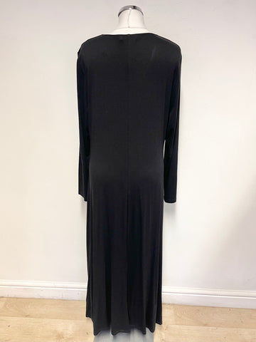 MINT VELVET BLACK JERSEY ZIP FRONT LONG SLEEVED MAXI DRESS SIZE XL