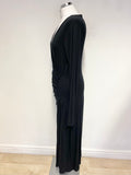 LONG TALL SALLY BLACK JERSEY WRAP ACROSS LONG SLEEVED MIDI DRESS SIZE 12