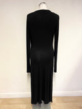 LONG TALL SALLY BLACK JERSEY WRAP ACROSS LONG SLEEVED MIDI DRESS SIZE 12