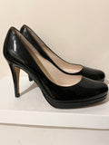 RUSSELL & BROMLEY BLACK PATENT LEATHER HEELS SIZE 5.5/38.5