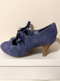 CLARKS CASSIE SHORE MIDNIGHT BLUE SUEDE LACE UP COURT SHOES SIZE 4.5/37.5 WIDE FIT