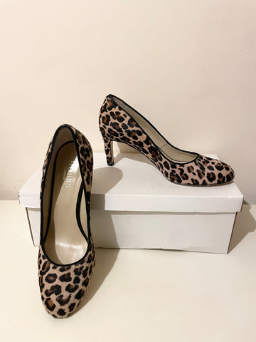 HOBBS BLACK & BROWN LEOPARD PRINT PONYSKIN COURT SHOES SIZE 5.5/38.5