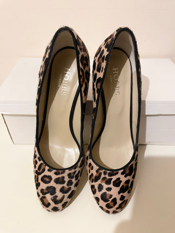 HOBBS BLACK & BROWN LEOPARD PRINT PONYSKIN COURT SHOES SIZE 5.5/38.5