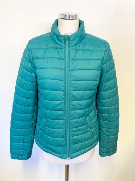 EDC TURQUOISE LIGHTWEIGHT PADDED ZIP FRONT LONG SLEEVED JACKET  SIZE