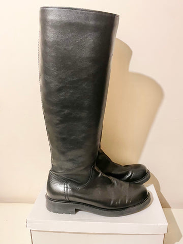 CLARKS BLACK LEATHER KNEE LENGTH RIDING BOOTS SIZE 8/42