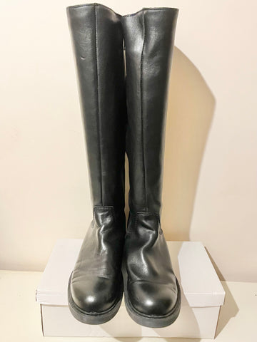 CLARKS BLACK LEATHER KNEE LENGTH RIDING BOOTS SIZE 8/42