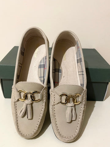 BARBOUR NADIA CREAM NUBUCK LOAFER FLATS SIZE 5/38