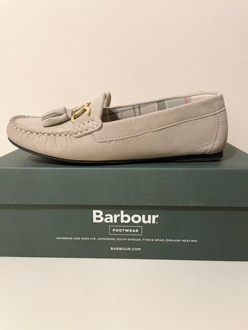 BARBOUR NADIA CREAM NUBUCK LOAFER FLATS SIZE 5/38