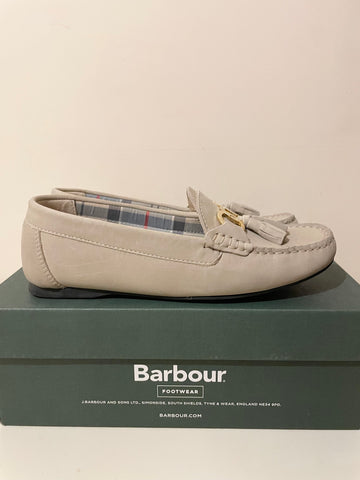 BARBOUR NADIA CREAM NUBUCK LOAFER FLATS SIZE 5/38